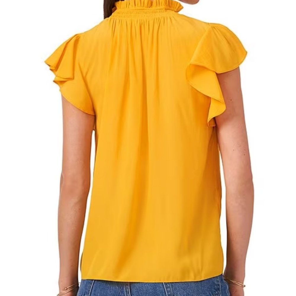 1. State Cap Flutter Sleeve Split V-Neck Front Ti… - image 2